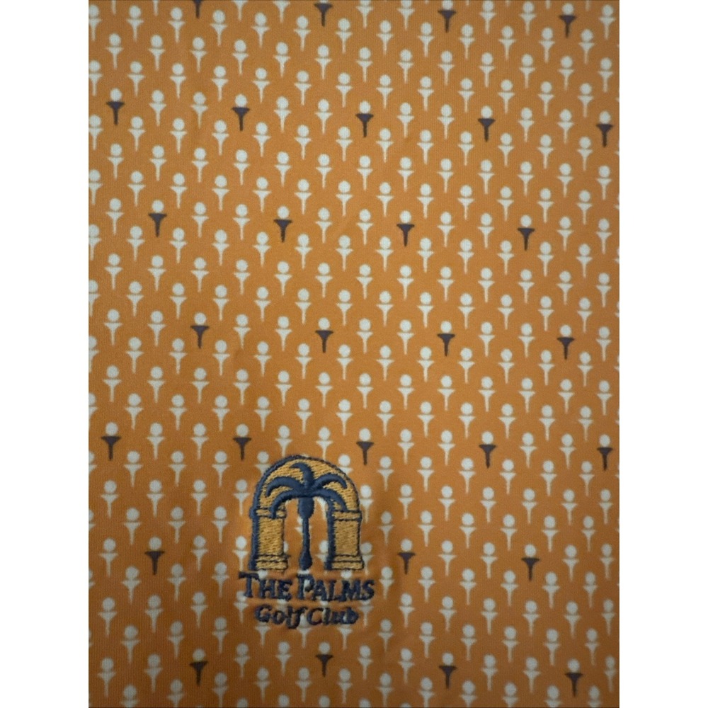 RLX Ralph Lauren Golf Polo Shirt Orange AOP Golf Ball/Tee Print Performance XL